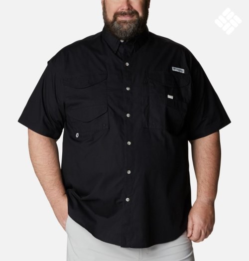 Men's Columbia PFG Bonehead Short Sleeve Shirts Black | Plus Size CA-W03C6